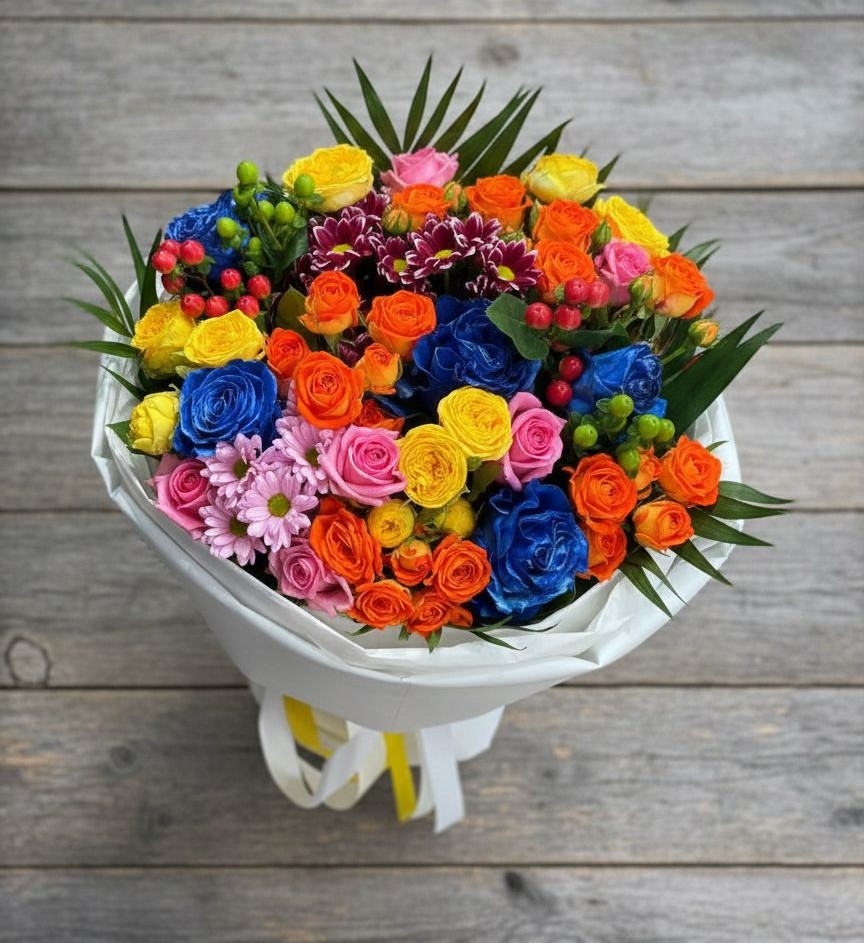 Букет цветов из: Розы и Хризантемы в Ольгинка