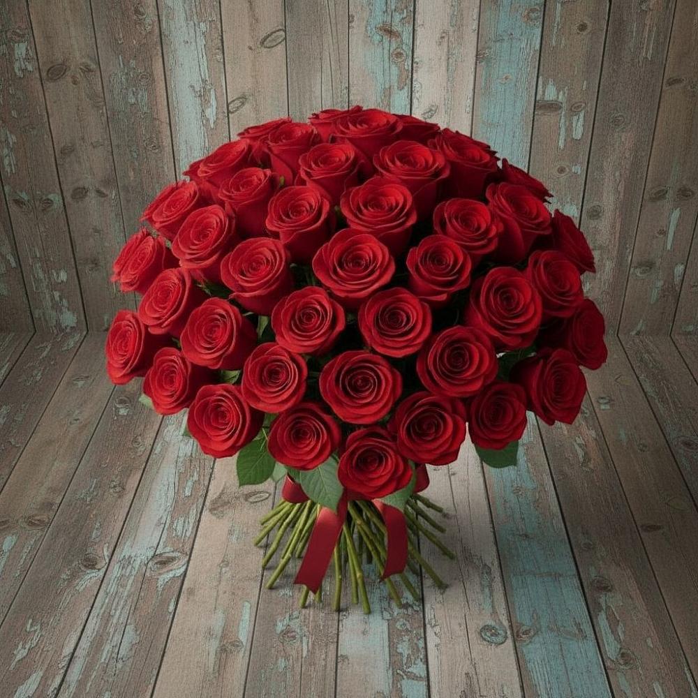 Букет 55 Красных роз Фридом в Ольгинка