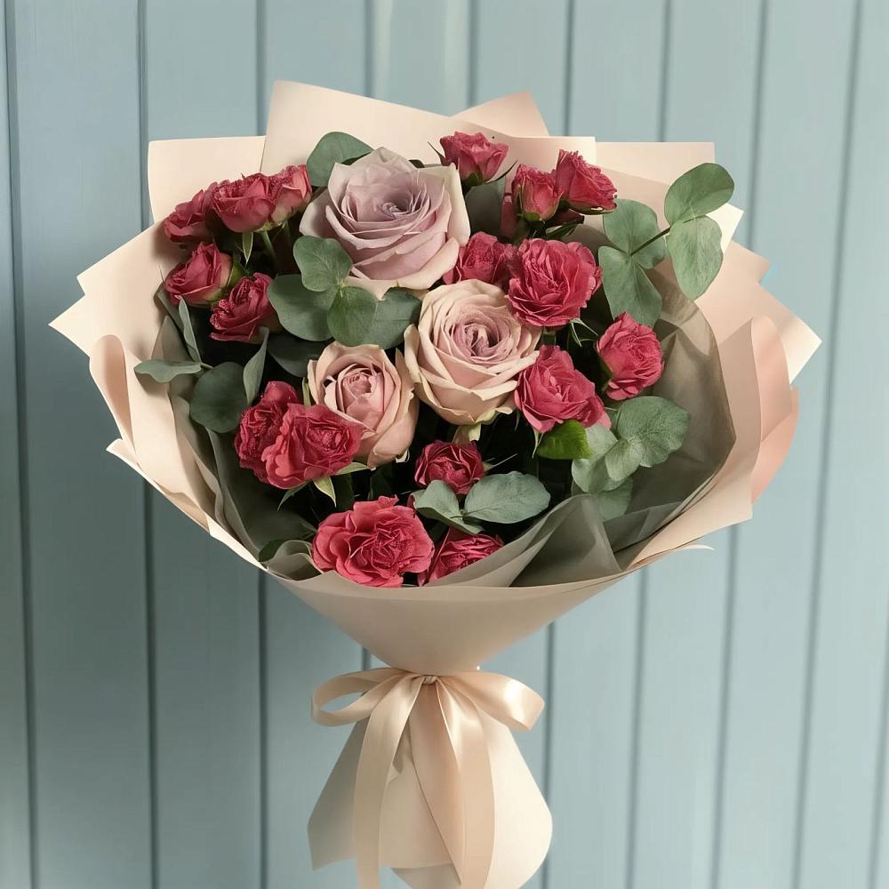 Букет цветов из: Гвоздики и Розы в Ольгинка