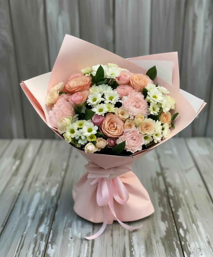 Букет цветов из: Гвоздики, Розы и Хризантемы в Ольгинка