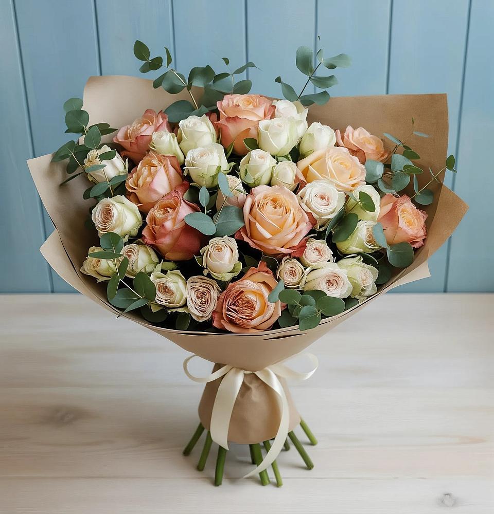 Букет цветов из: Альстромерии и Розы в Ольгинка