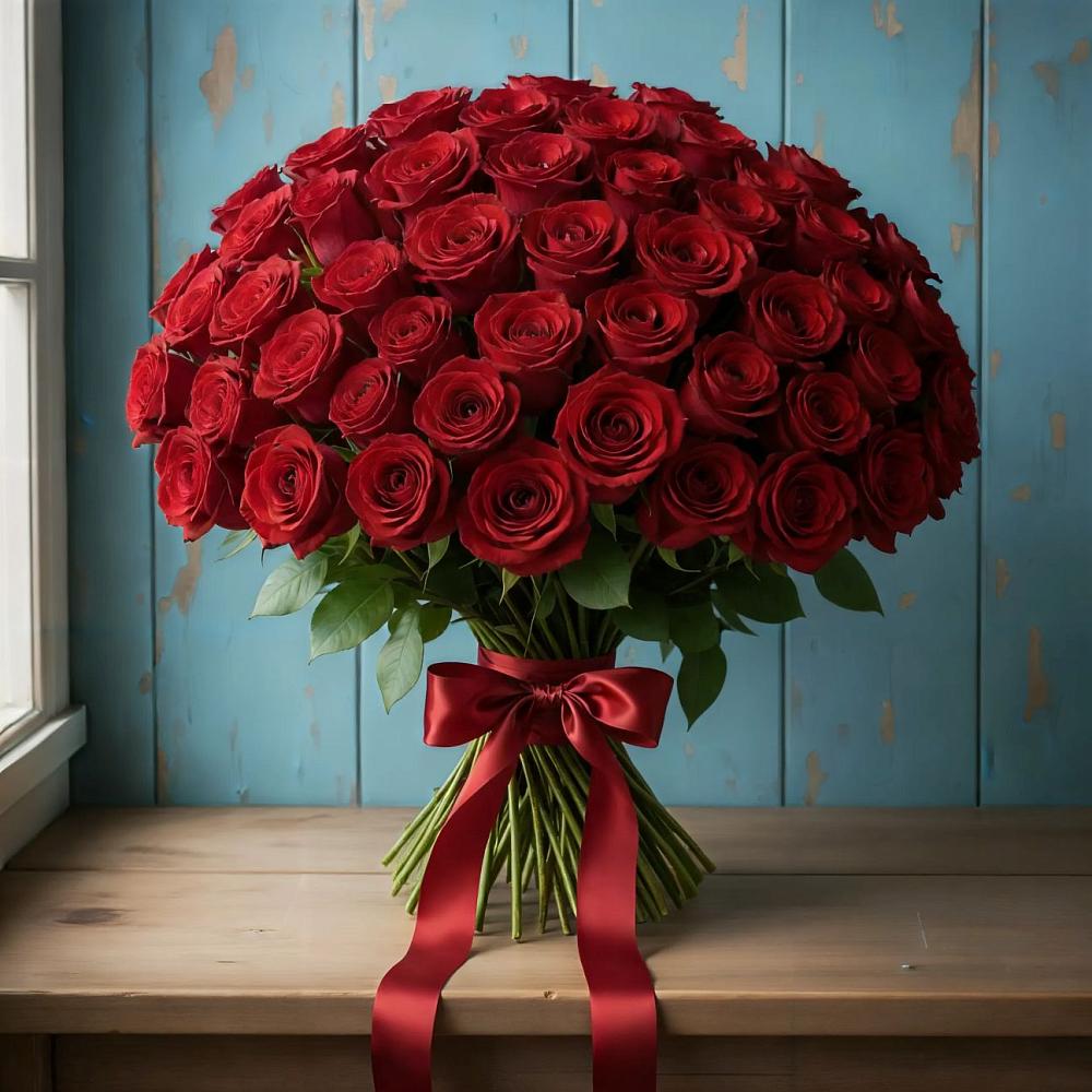 Букет Красные розы Блэк Меджик в Ольгинка