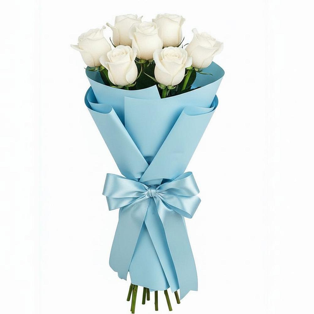 Букет 7 белых роз Проуд в Ольгинка