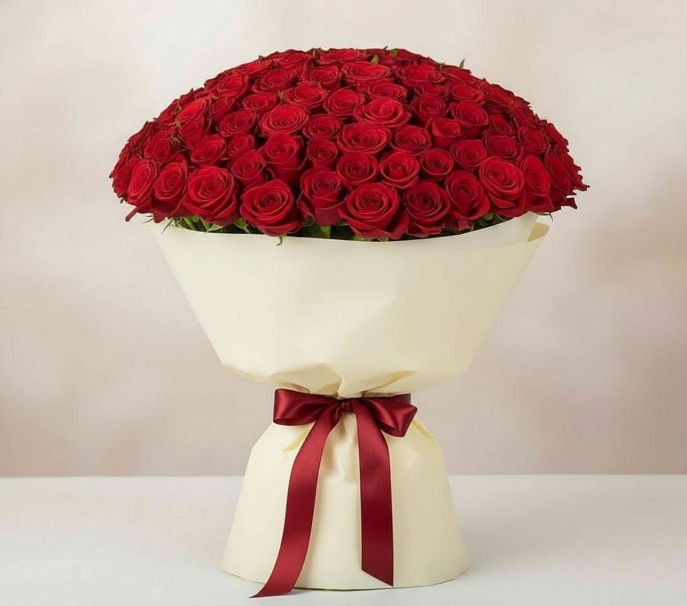 Букет 101 Красная роза Милано в Ольгинка
