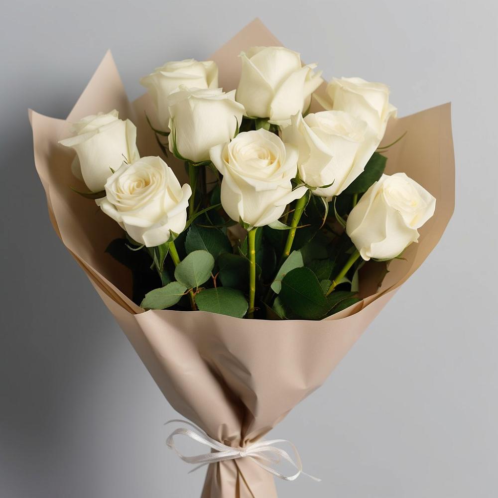 Букет 9 Белых роз Эдлесс Лав в Ольгинка