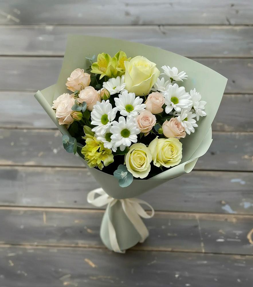 Букет цветов из: Альстромерии, Розы и Хризантемы в Ольгинка