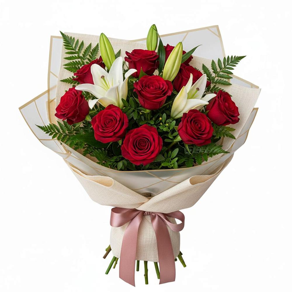 Букет цветов из: Лилии и Розы в Ольгинка