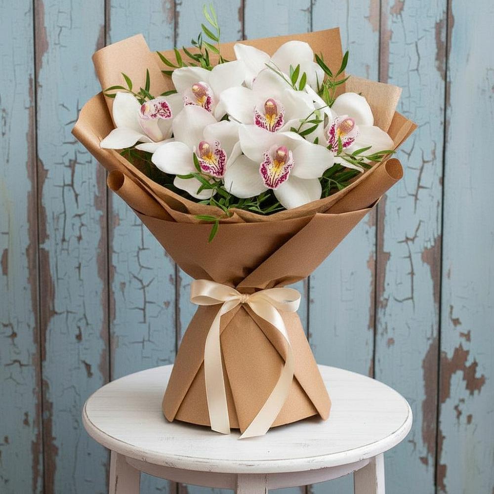 Букет цветов из: Орхидеи и Розы в Ольгинка