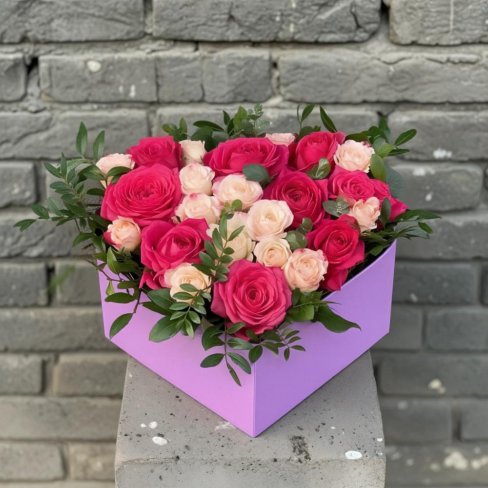 Цветочная композиция из Розы в коробке в Ольгинка