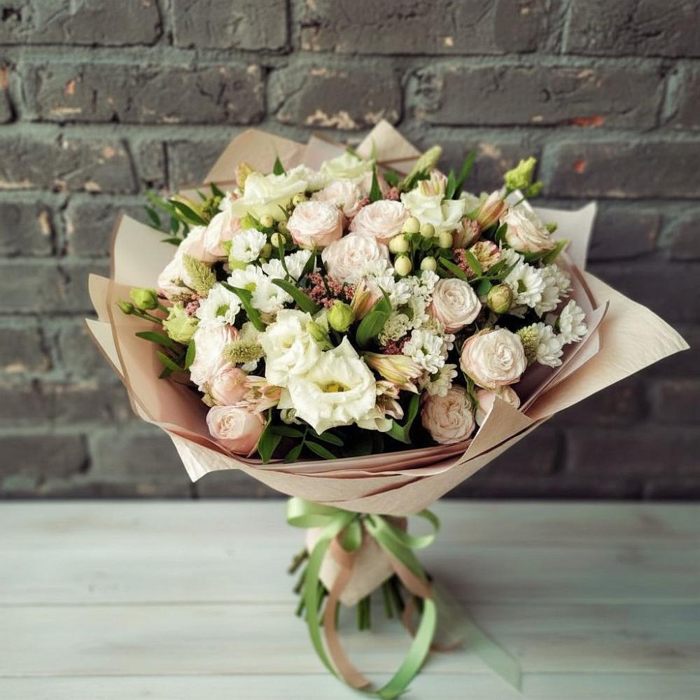Букет цветов из: Альстромерии, Розы и Хризантемы в Ольгинка