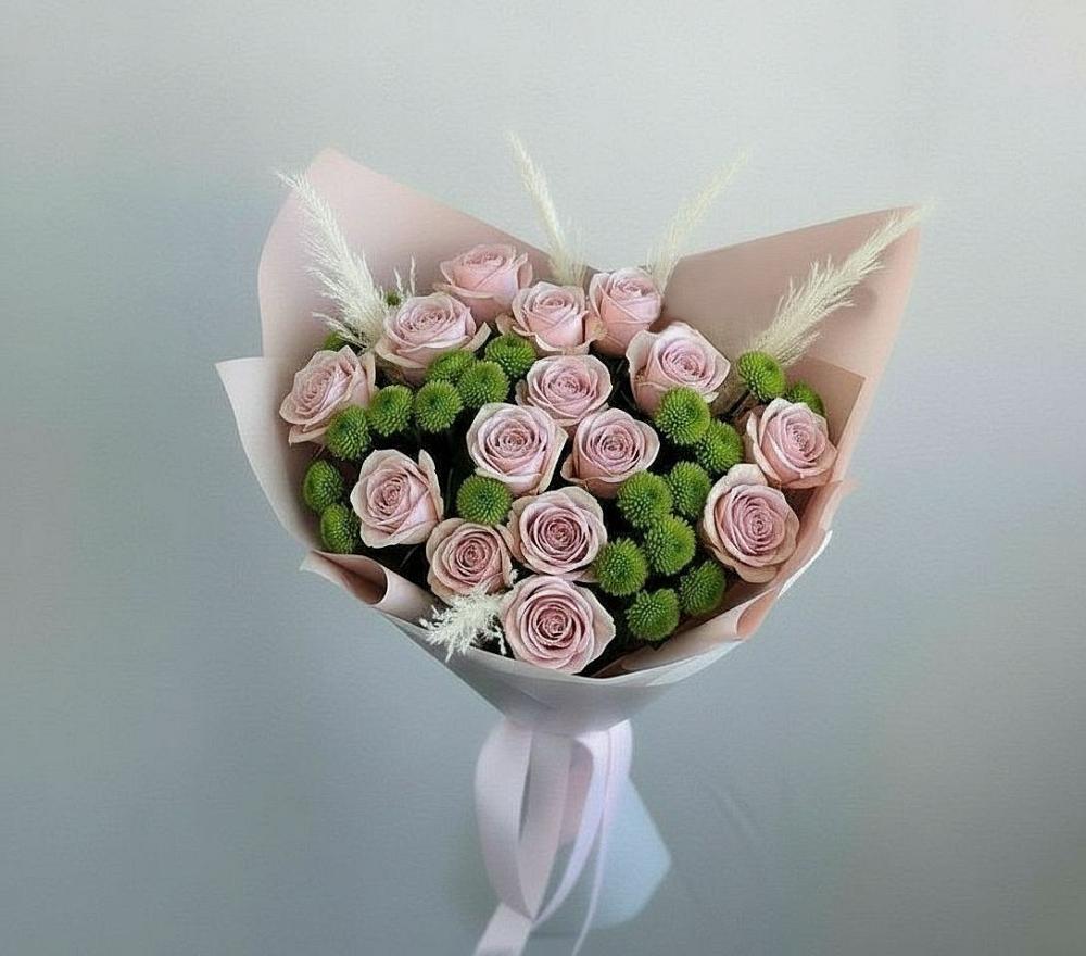 Букет цветов из: Розы и Хризантемы в Ольгинка