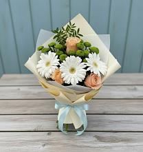 Букет цветов из:  Герберы, Розы и Хризантемы в Ольгинка