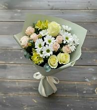 Букет цветов из:  Альстромерии, Розы и Хризантемы в Ольгинка