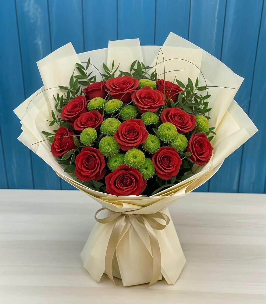 Букет цветов из: Розы и Хризантемы в Ольгинка