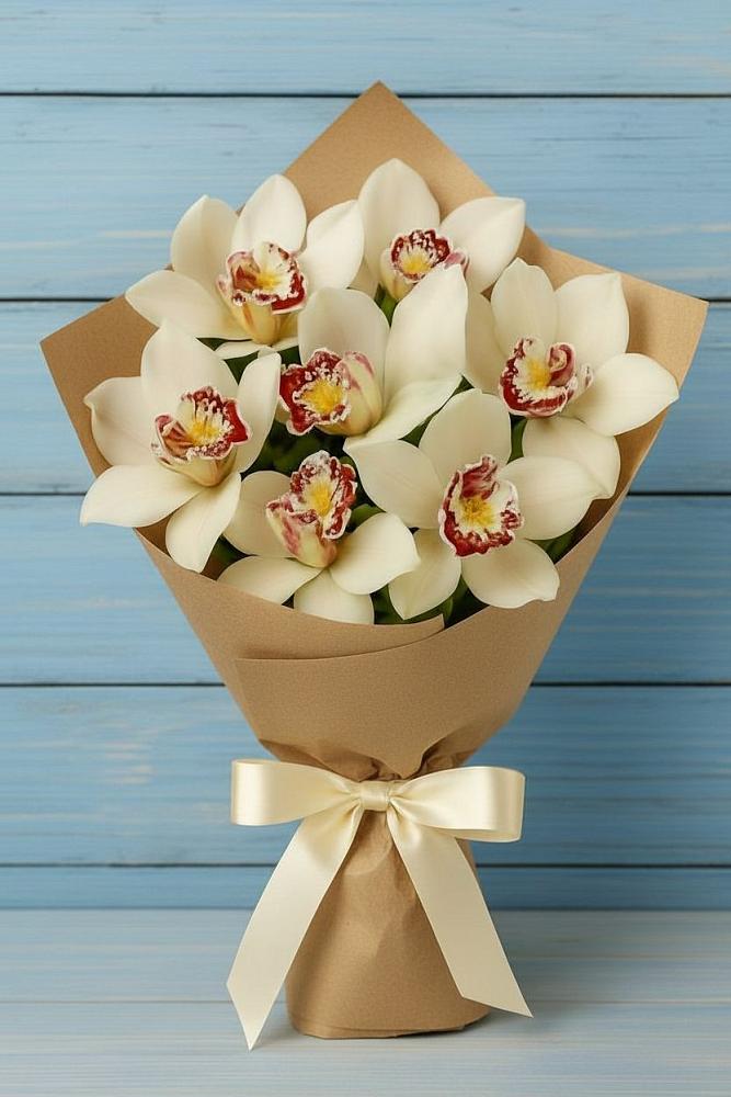 Букет цветов из: Орхидеи и Розы в Ольгинка